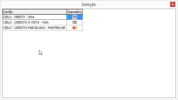 Seleção cartão Seleção cartão